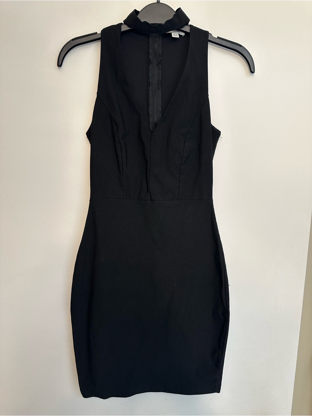 Guess Little Black V-Neck Mini Dress with Choker